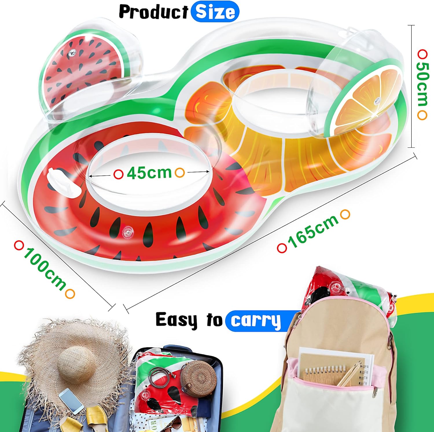 Gontence Inflatable Pool - 2-Person Lilo Pool Inflatables - Portable Pool Inflatables - Inflatable Pool Floats For Kids Adults - Pool Lounger - Water Hammock Pool Float Pool Hammock