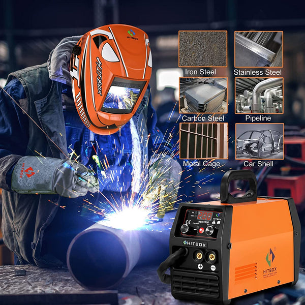 HITBOX 160A Stick Welder, 2 in 1 Lift TIG MMA ARC Welding Machine, 240V Portable Welder with Arc Force, Hot Start, Anti-Stick, LCD Digital Display, IGBT Inverter Welder for Home and Professional Use