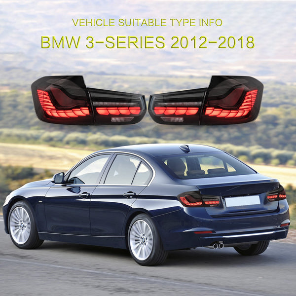 VLAND OLED Rear Lights Compatible with 2013-2018 BMW 3 Series F30 F35 F80 320i 328i 335i Sedan (Not for F31 F34), Tail Lights with Sequential Indicators, E-mark, Red