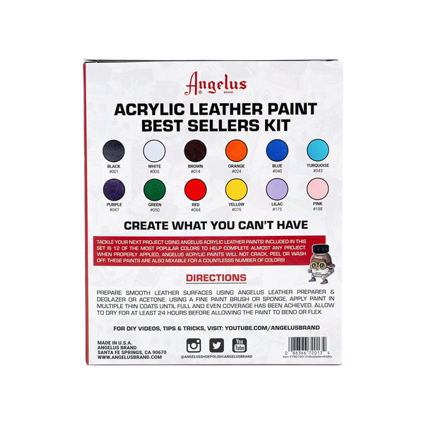 Angelus Leather Paint Set Of 12 1 Oz