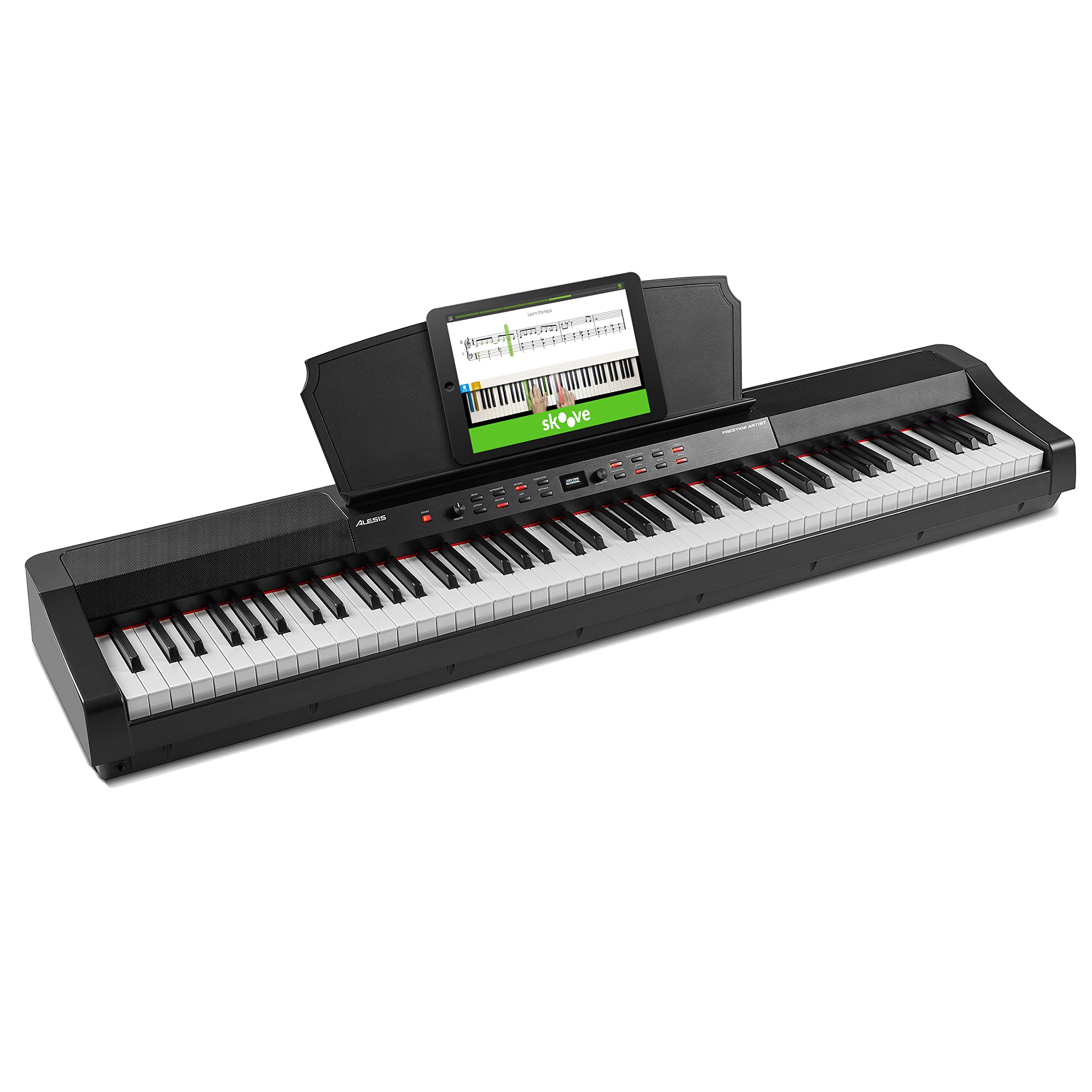 Alesis Recital Home Digital Piano with 88 Hammer Action Weighted Keys, Stand, Pedals and Lessons, Turquoise