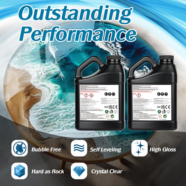 FansArriche Epoxy Resin, 128 oz/3780 ml Resin 1:1 Ratio, Transparent, Crystal Clear Resin Coating