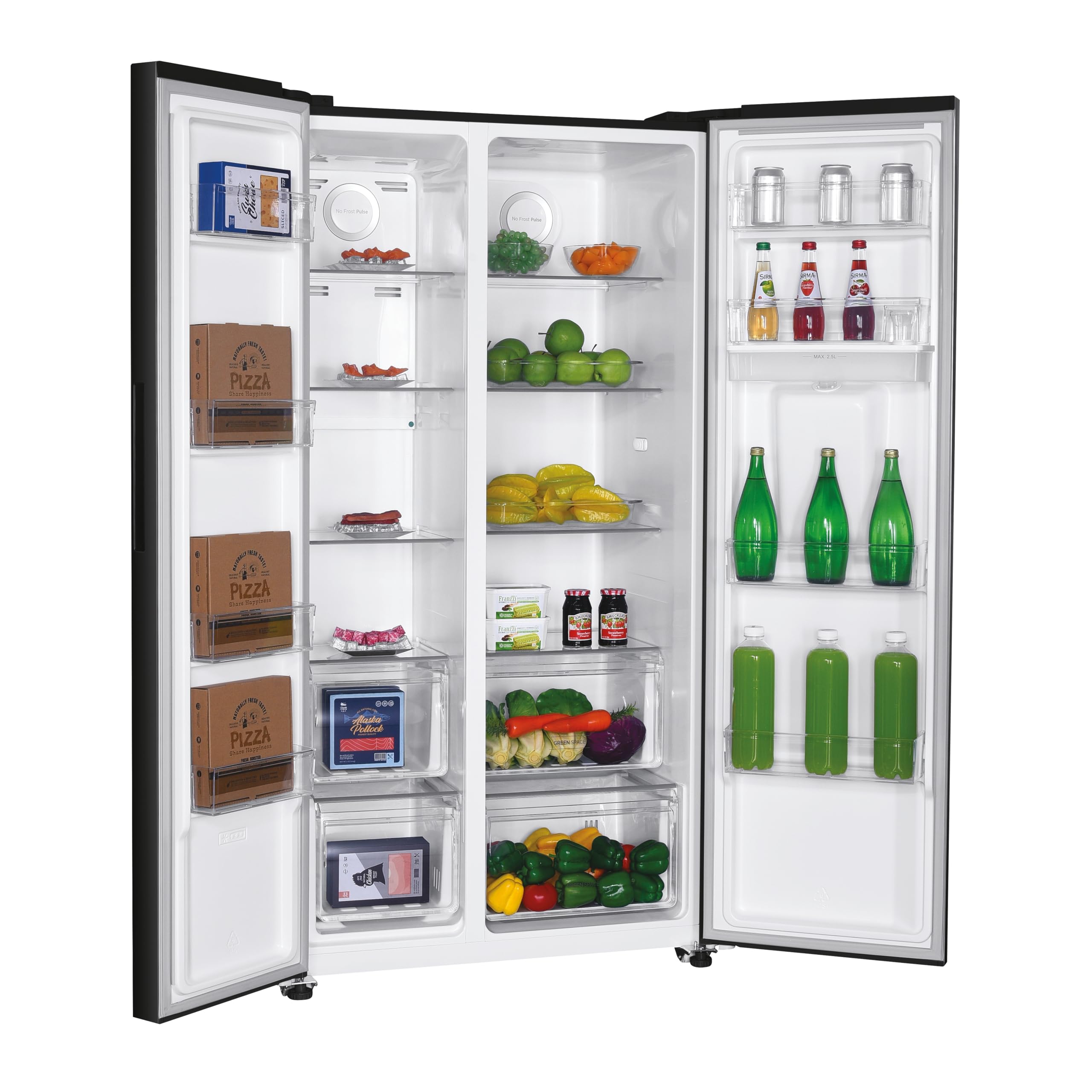 Hoover H-FRIDGE 500 MAXI Freestanding American Fridge Freezer with Water Dispenser, Side by Side, Total No Frost Technology, E Class, 532L Total Capacity, Inox, 91x67x177 cm - HHSBSO6174XWDK-1