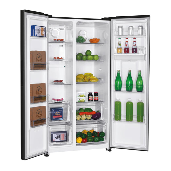 Hoover H-FRIDGE 500 MAXI Freestanding American Fridge Freezer with Water Dispenser, Side by Side, Total No Frost Technology, E Class, 532L Total Capacity, Inox, 91x67x177 cm - HHSBSO6174XWDK-1