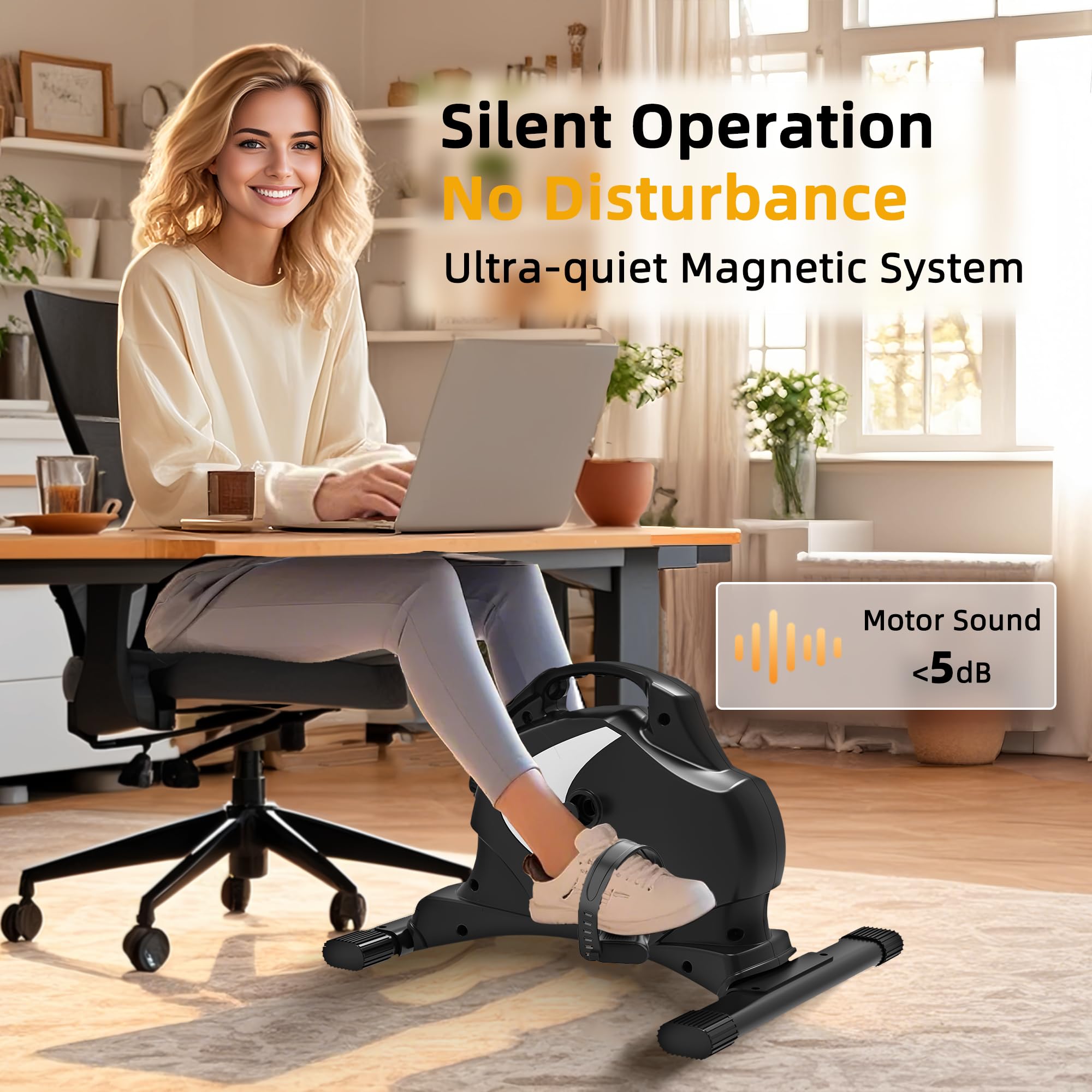 Niceday Mini Exercise Bike, Foot Pedal Exerciser, Under Desk Bike, Desk Pedal Bike, 8 Magnetic Levels Resistance, Quiet and Smooth, LCD Monitor, Pedal