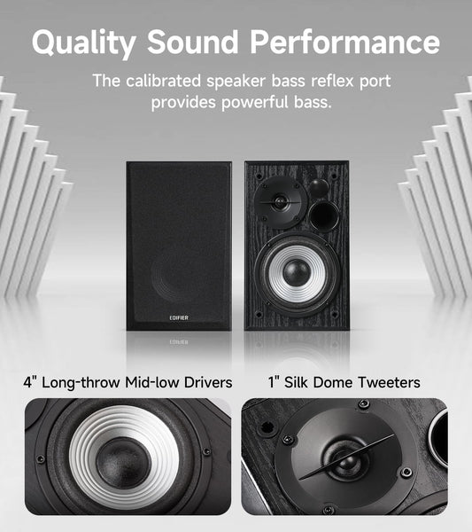 Edifier R990BT Bluetooth 5.4 Bookshelf Speakers, 2.0 Active Multimedia Speaker, 24W Output Power, RCA/AUX/Bluetooth Inputs, Digital Audio Processing, MDF Enclosure, App Control, for PC/Smartphone/TV