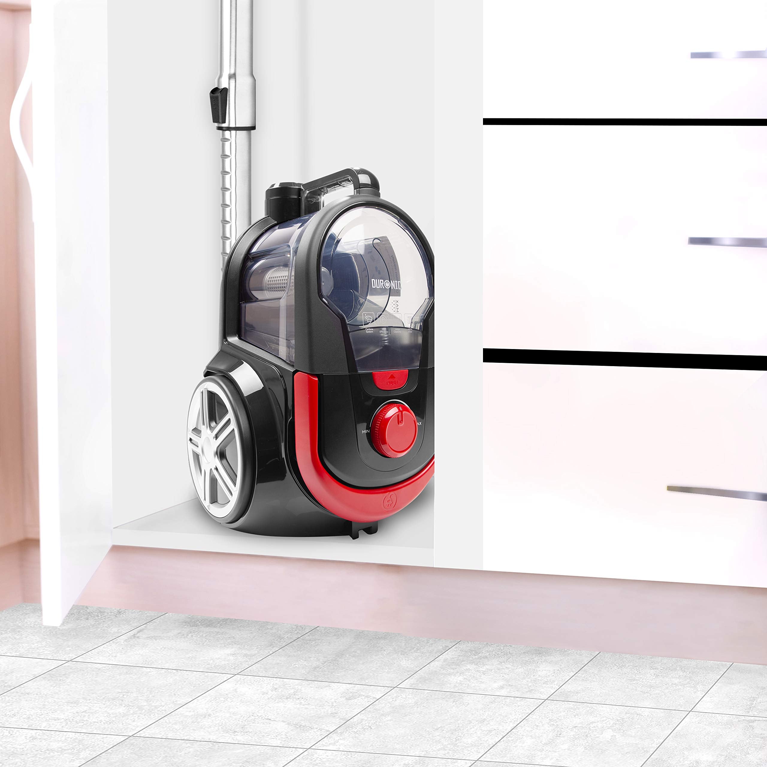 Duronic Vacuum Cleaner VC7020 Cylinder Vacuum Cleaners Crevice & Turbo Brush for Upholstery, Bagless Vac for Pet Hair, Carpets, Wood & Floor