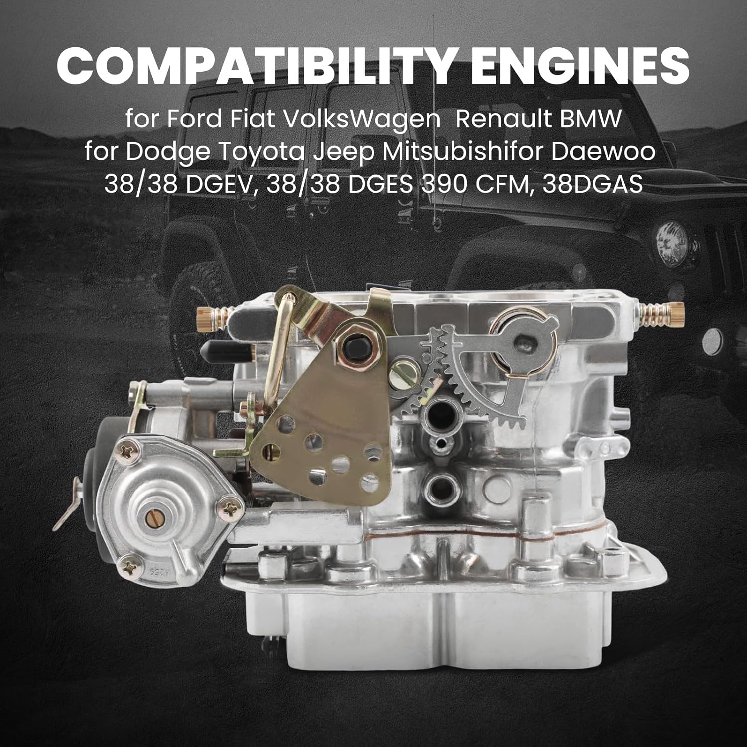 maXpeedingrods 4 Cylinder Carburetor 2 Barrel 38 19830.202 Universal for VW/Ford/Renault/Dodge/Toyota