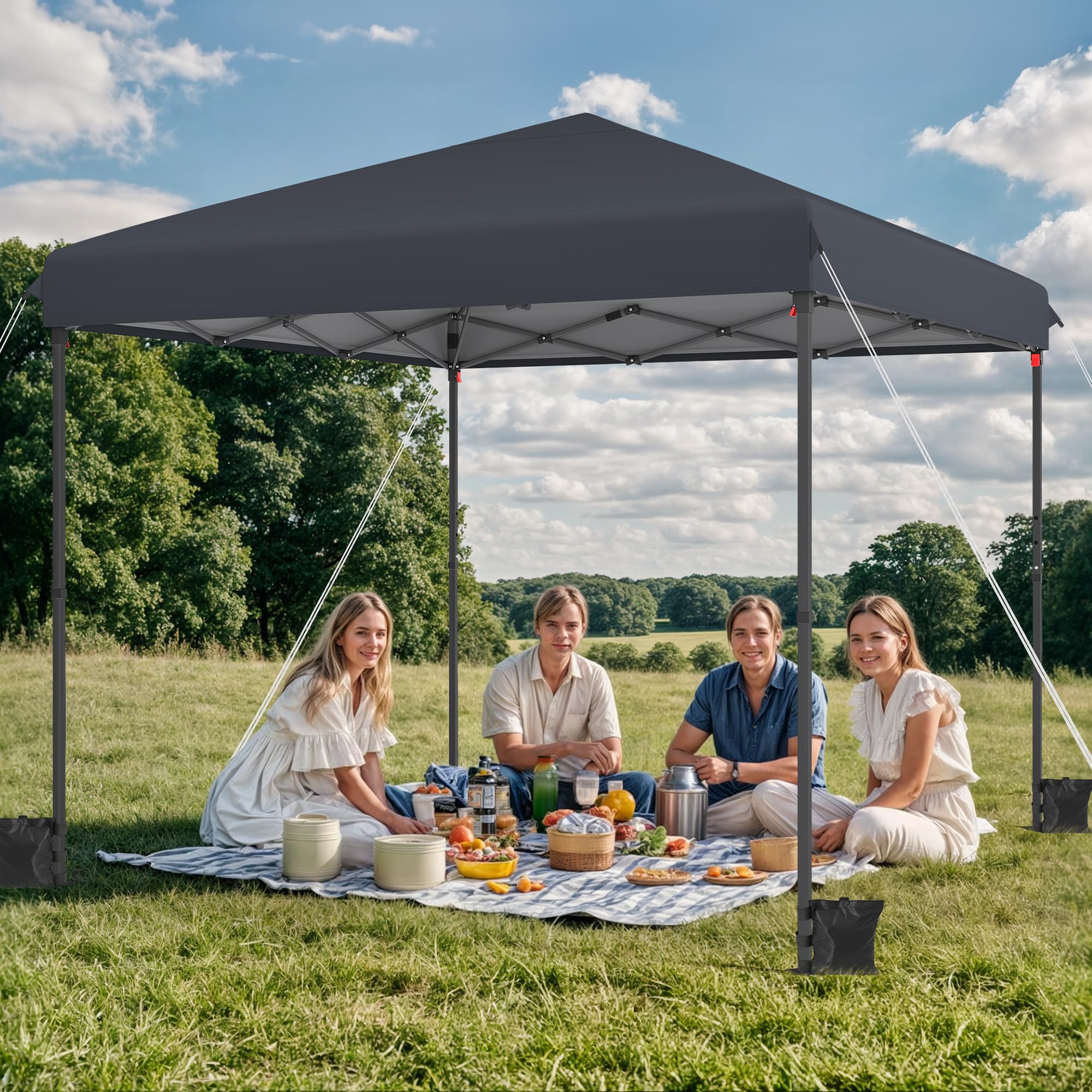 YITAHOME 3x3M Outdoor Pop Up Gazebo with Sides and Windows, Waterproof Folding Garden Canopy All Seasons Camping Gazebo Anti-UV with Adjustable Height Stakes Rope Carry & Weight Bags for Party Event