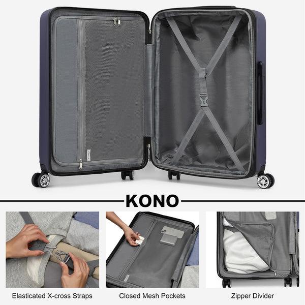 Kono Lightweight 28" Large Suitcase | Hard Shell with TSA Lock | 4 Dual Spinner Wheels | Expandable Design for Easy Travel | Perfect for Business & Vacation (Cream White,75x47.5x29.5cm)