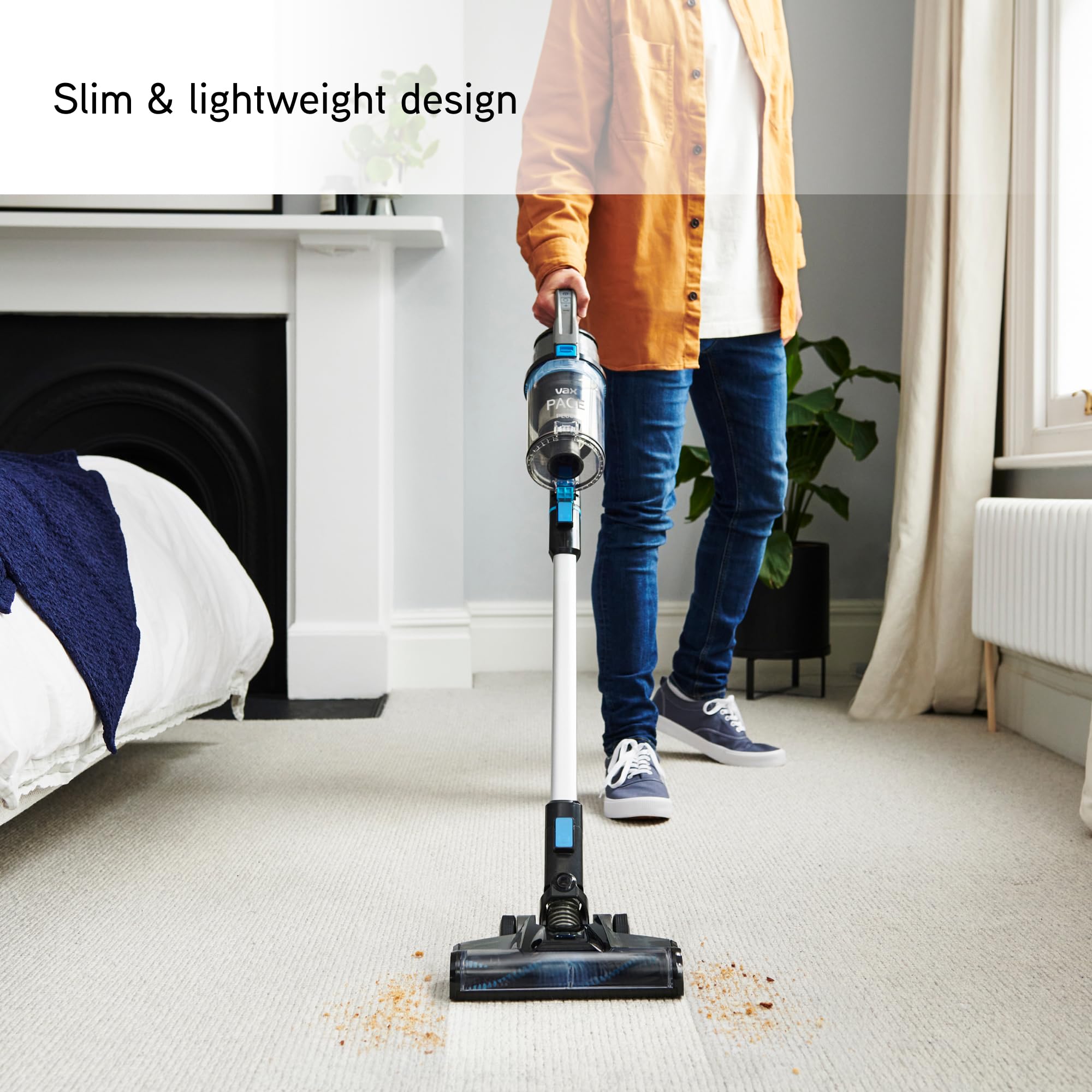 Vax Pace Plus Cordless Vacuum Cleaner, Lightweight 3.1kg, 40 Minute Runtime, Boost Mode, Captures up to 99% of Particles, Crevice & Stair Tools, CLSV-PAKA, Blue