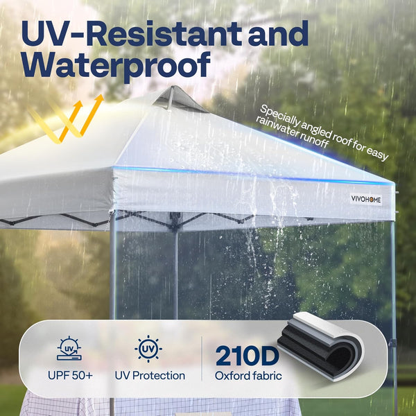 VIVOHOME Canopy Tent 3x3m Outdoor Shelter 2 Tiers Roof with Portable Wheel Carry Bag and 4 Sandbags Pop Up for Patio Garden Backyard