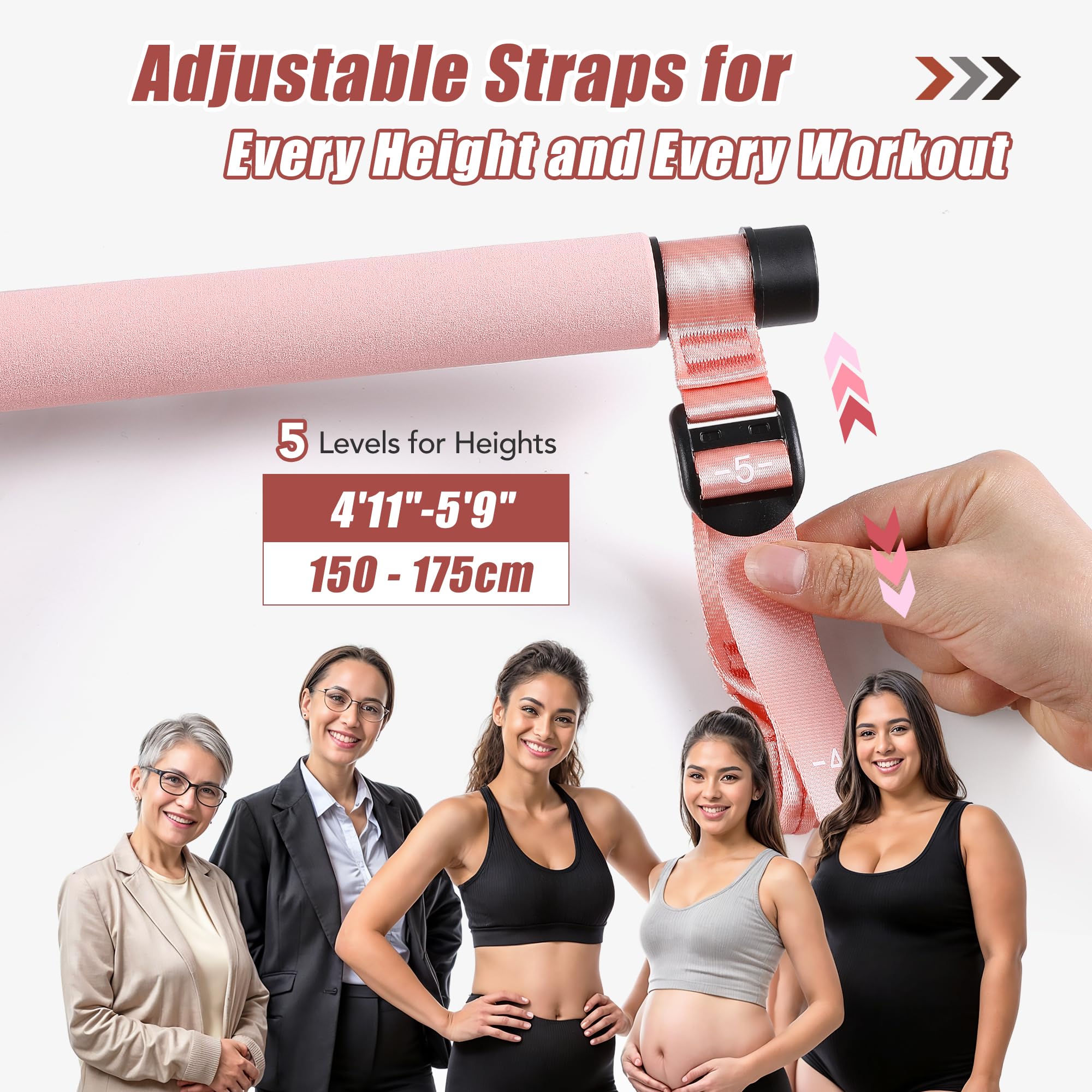 ALongSong Pilates Equipment Pilates Reformer With 6 Resistance Bands 20/30/40lbs Anti-Snap Protection For Home Gym Workout Yoga Twisting Squat