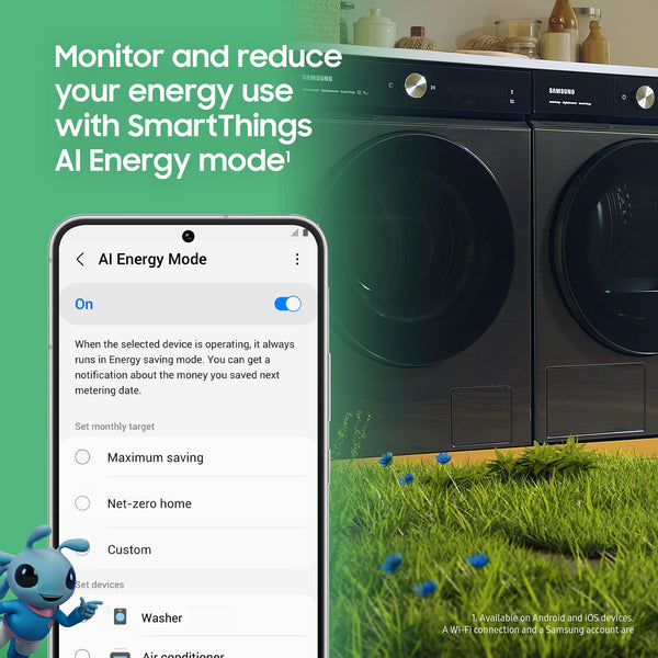 Samsung Series 6 AI Energy Washing Machine, 9kg, 1400rpm, White, WW90DG6U25LEU1