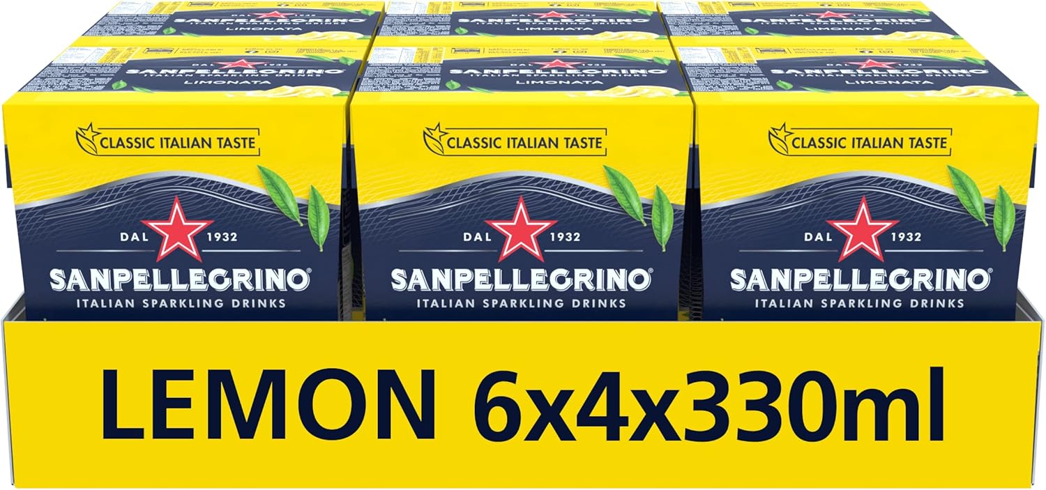 Italian Sparkling Drinks Classic Taste Original Sparkling Lemon Canned Soft Drink 24 Pack (6 Pack x 4 x 330ml)