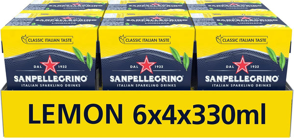 Italian Sparkling Drinks Classic Taste Original Sparkling Lemon Canned Soft Drink 24 Pack (6 Pack x 4 x 330ml)