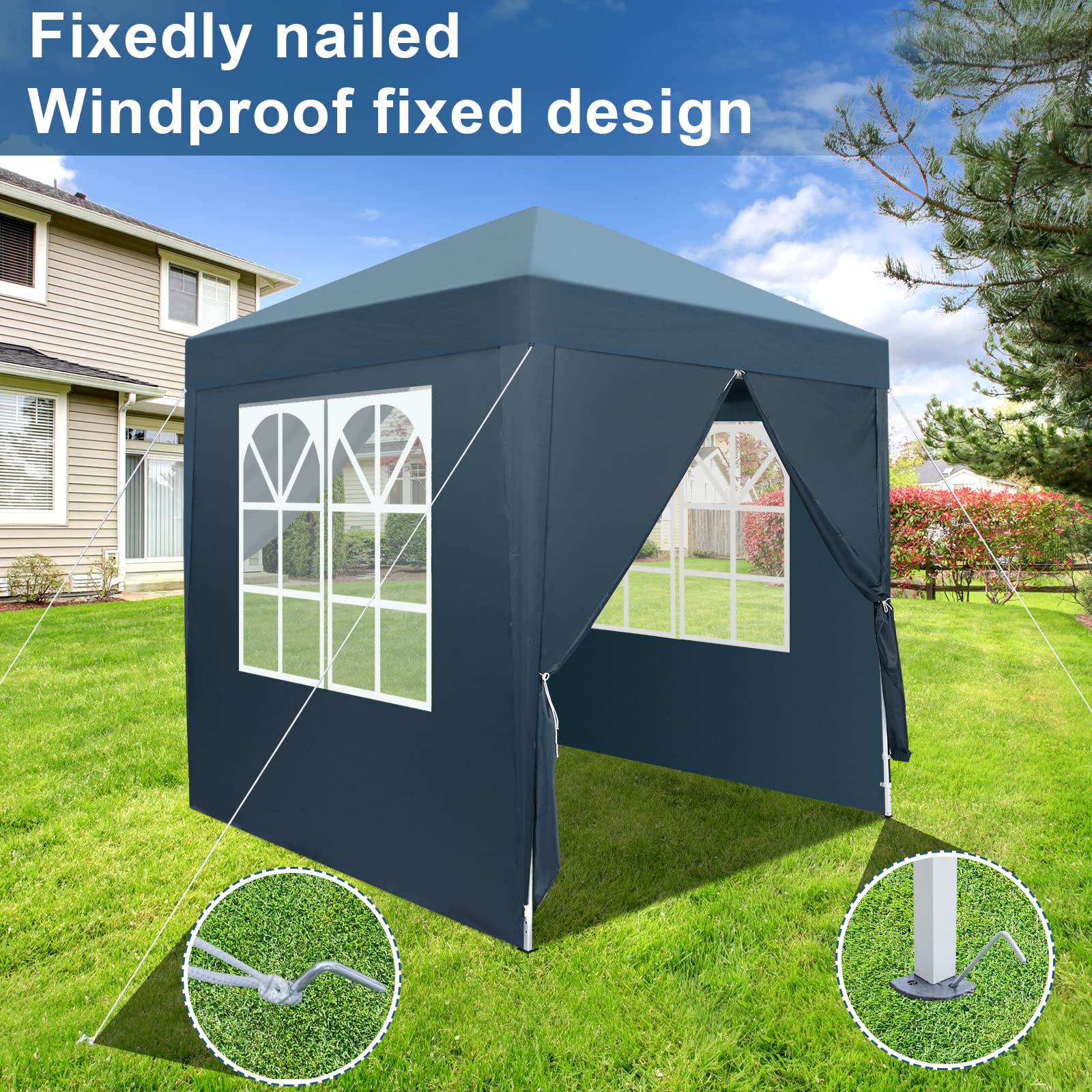Bonnlo Pop Up Gazebo with Sides 3m x 3m, Easy Setup Instant Outdoor Canopy, Folding Garden Gazebo, Party Tent Grey