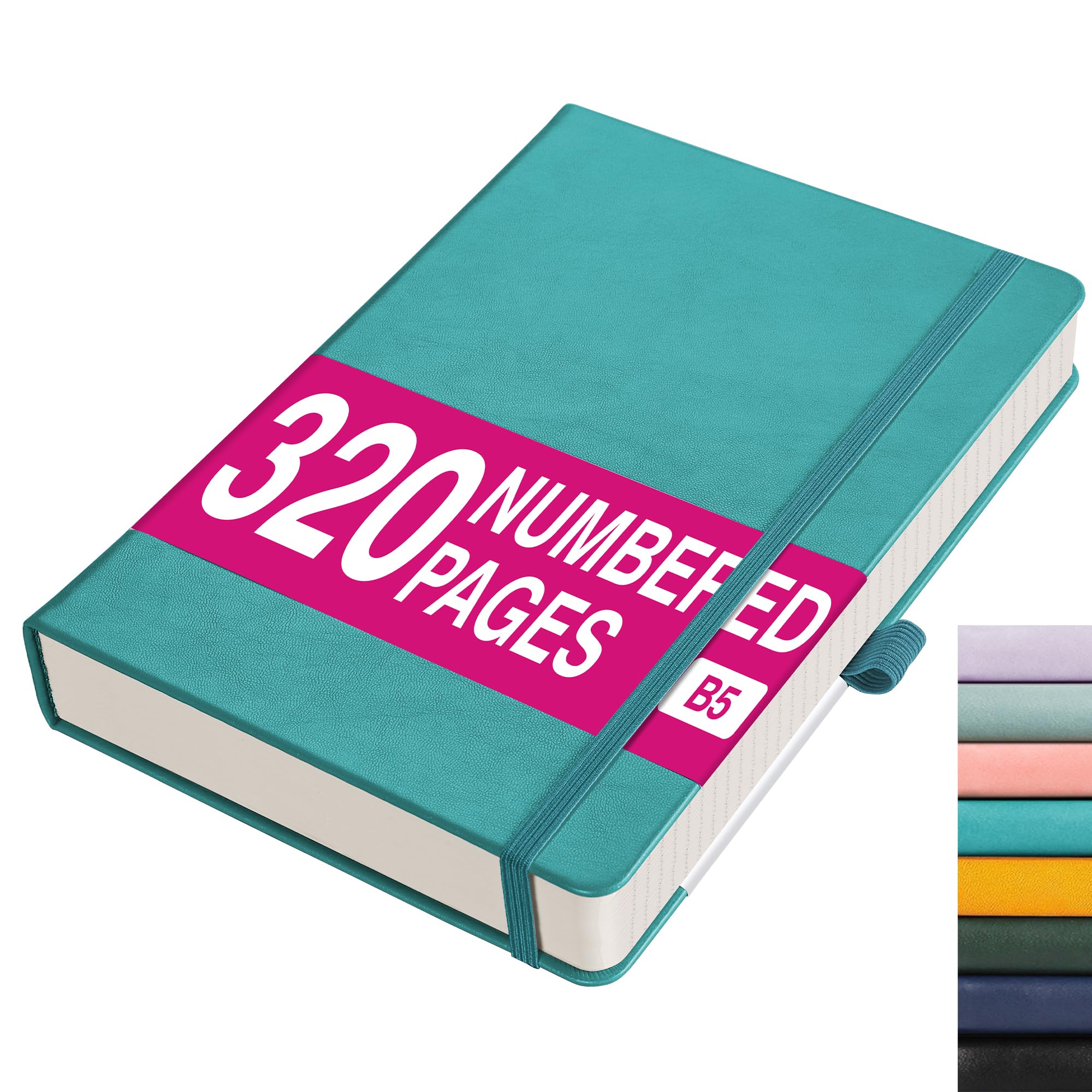 RETTACY Lined Journal Notebook - A5 Note Book Hardcover Thick Notepad 320 Numbered Pages for Writing,100gsm Lined Paper, Leather Hardcover, for Women Men Work Office School,14.5 x 21cm - Black