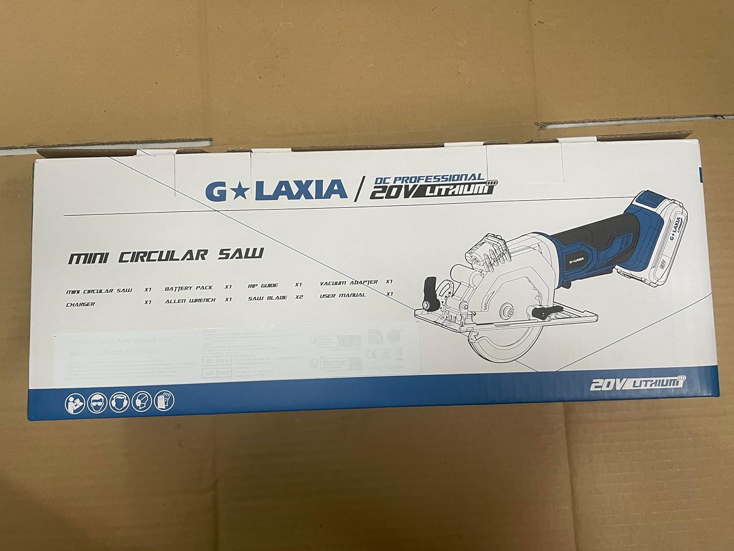 G LAXIA 20V Cordless Circular Saw, Mini Circular Saw 3400RPM, Compact Electric Lightweight Saw with Speed Trigger， Maximum Cutting Depth of 28MM (45°),42.8MM (90°) –2000mAh Battery and Charger