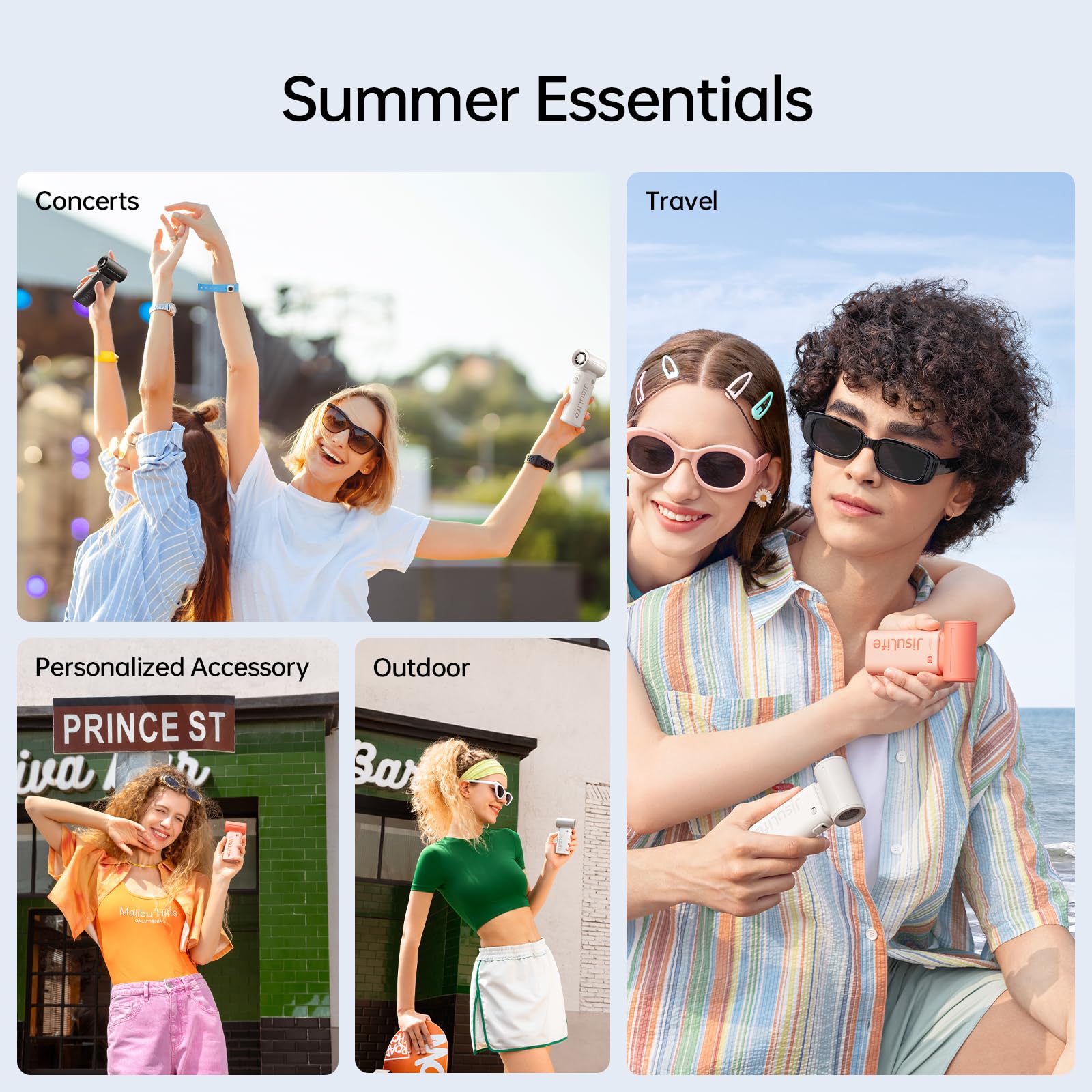 JISULIFE Portable Handheld Fan Life9, Turbo Power High Speed Air [18H Max Cooling Time], 5 Gear Wind, 5000mAh Rechargeable, Mini Pocket Design, Personal Fan for Travel Concerts Camping Makeup - Black