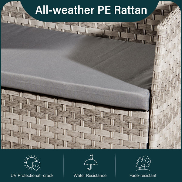 4 Piece Rattan Garden Furniture Sets, Patio Conservatory Set, Include Rattan loveset Sofa, Chair, Glass Coffee Table