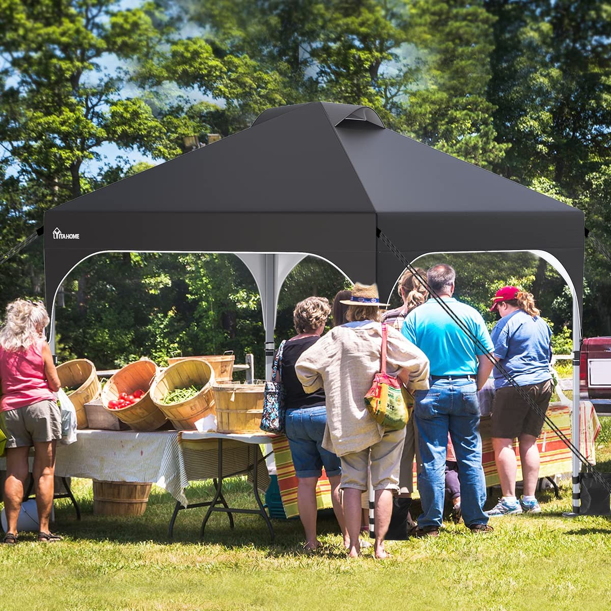 YITAHOME 2.5x2.5M Instant Heavy Duty Pop Up Gazebo, Waterproof Folding Garden Camping Party Tent Canopy Marquee with Roller Bag for Patio Markets Beach