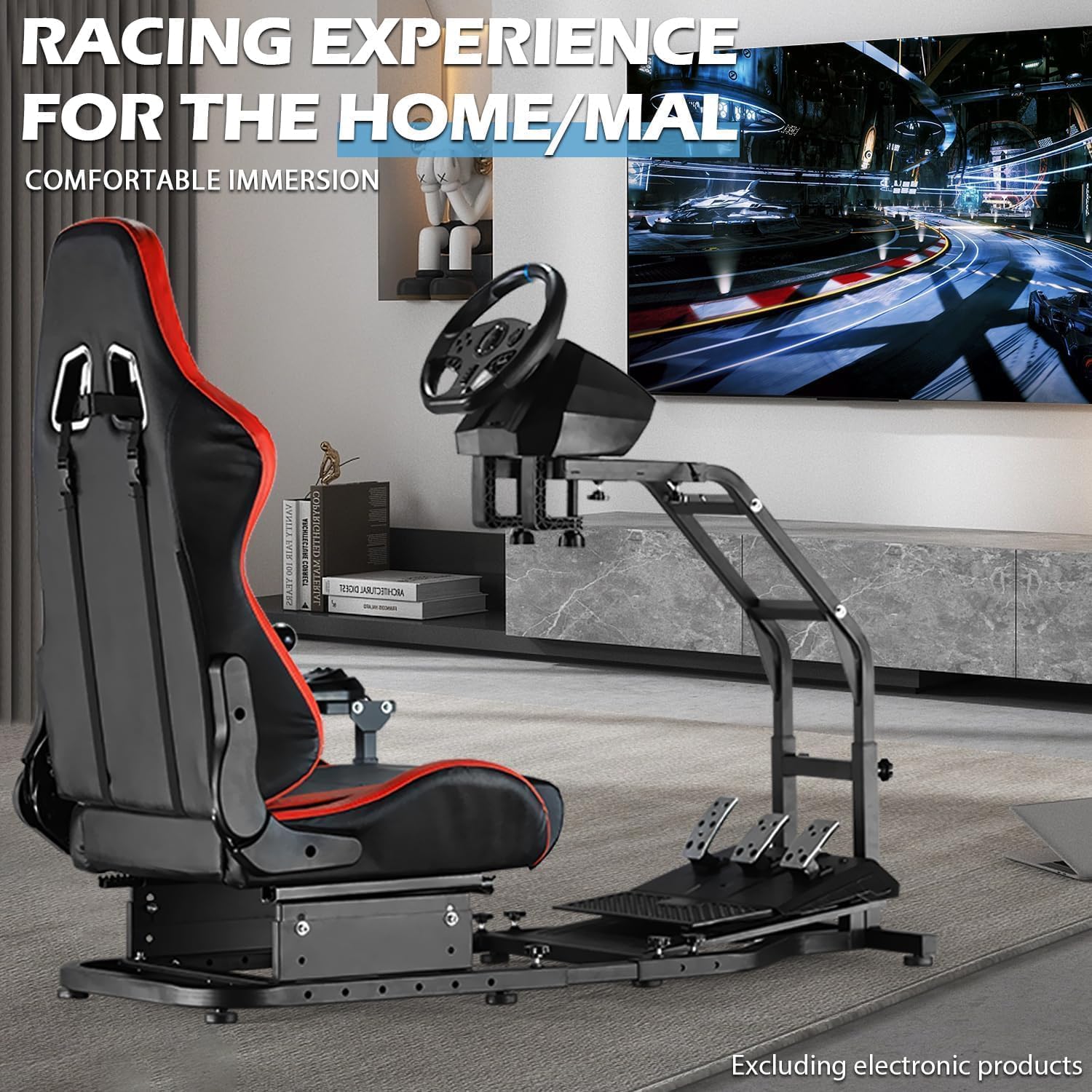 Anman Racing Simulator Cockpit Height Adjustable Racing Frame Driving Wheel Stand Compatible with Logitech G25, G27, G29, G920 Gaming Cockpit G25/G27/G29/G920 Without Wheel Shifter and Pedals