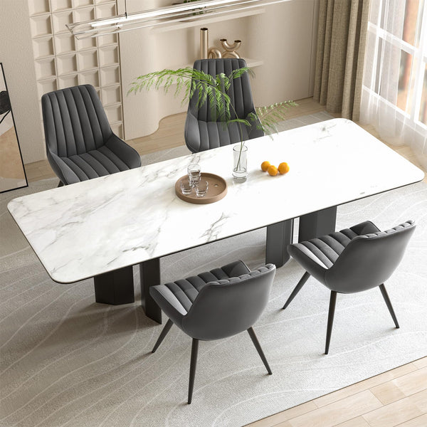 Hawthyhome Dining Chairs Set of 4 |Upholstered Chairs with 10cm Thick Seat Cushion •Upholstered Fabric Dining Chair •Kitchen Chair with Backrest •Modern Armchairs with Metal Legs •Dark Grey