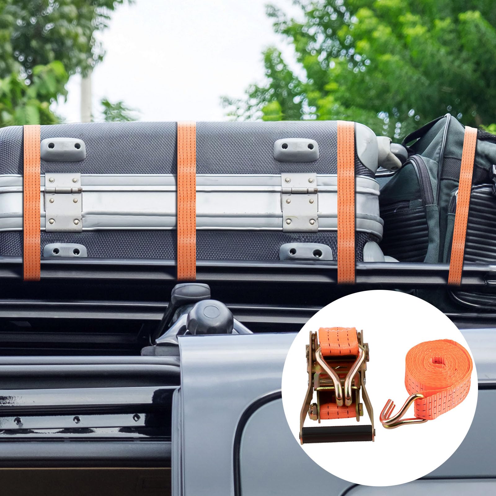 maXpeedingrods 10 x Lashing Straps Ratchet Strap Tie Down 5000kg x 6m x 50mm Heavy Duty Trailer Tension Belts with Iron Handle and Double J Hook 5000kg 5Ton