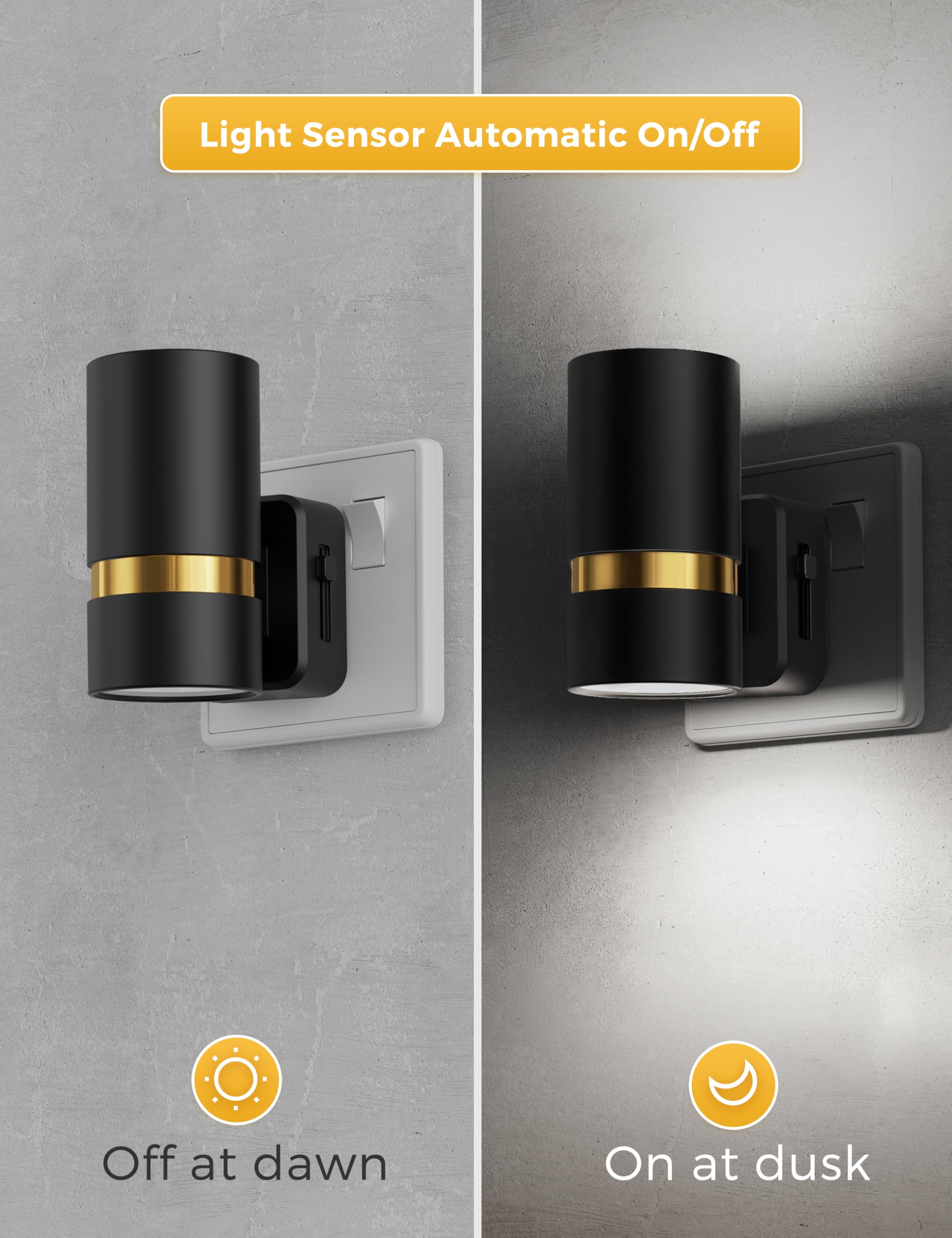 LOHAS-LED Night Light Plug in Wall, 1 Pack, Dimmable Nightlight, Dusk to Dawn Sensor, Brightness Adjustable 0-100LM, 3000K Warm White, Plug-in Modern Night Light for Hallway Bedroom Stair Bathroom