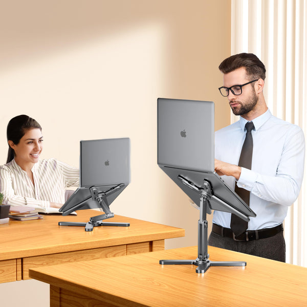 FoldWise X Laptop Stand for Desk - 100% Aluminum, 360 Rotating Base, Foldable, Adjustable Height & Angles Laptop Riser - Sturdy & Portable MacBook
