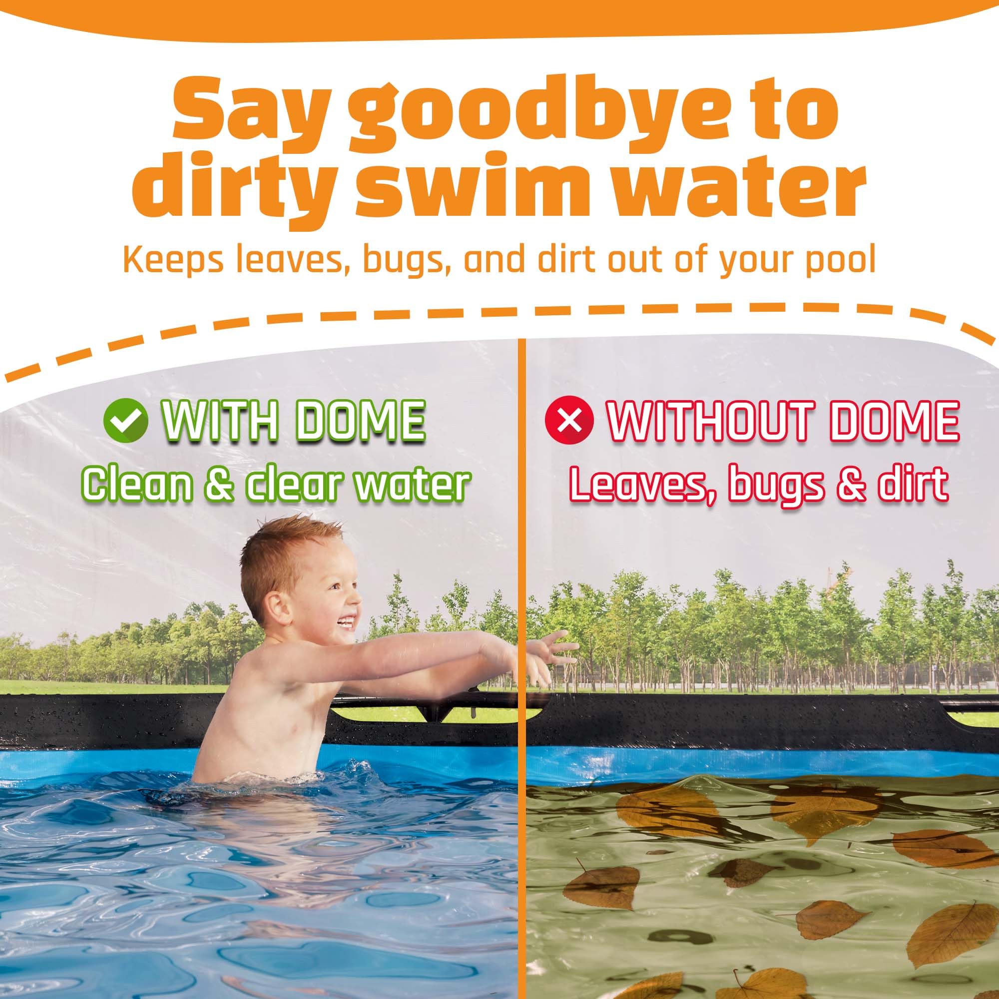 Pool Dome 10 ft - For Intex/Bestway Pools - Keeps Water Warm and Clean - Protects Against Wind and Debris - Excellent Customer Service - Universal Swimming Dome