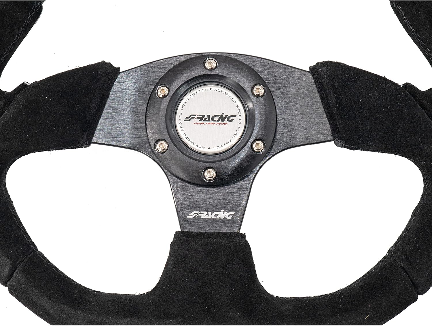 Simoni Racing Universal Steering Wheel X2 Shammy Leather - Black Suede - Diameter 330mm