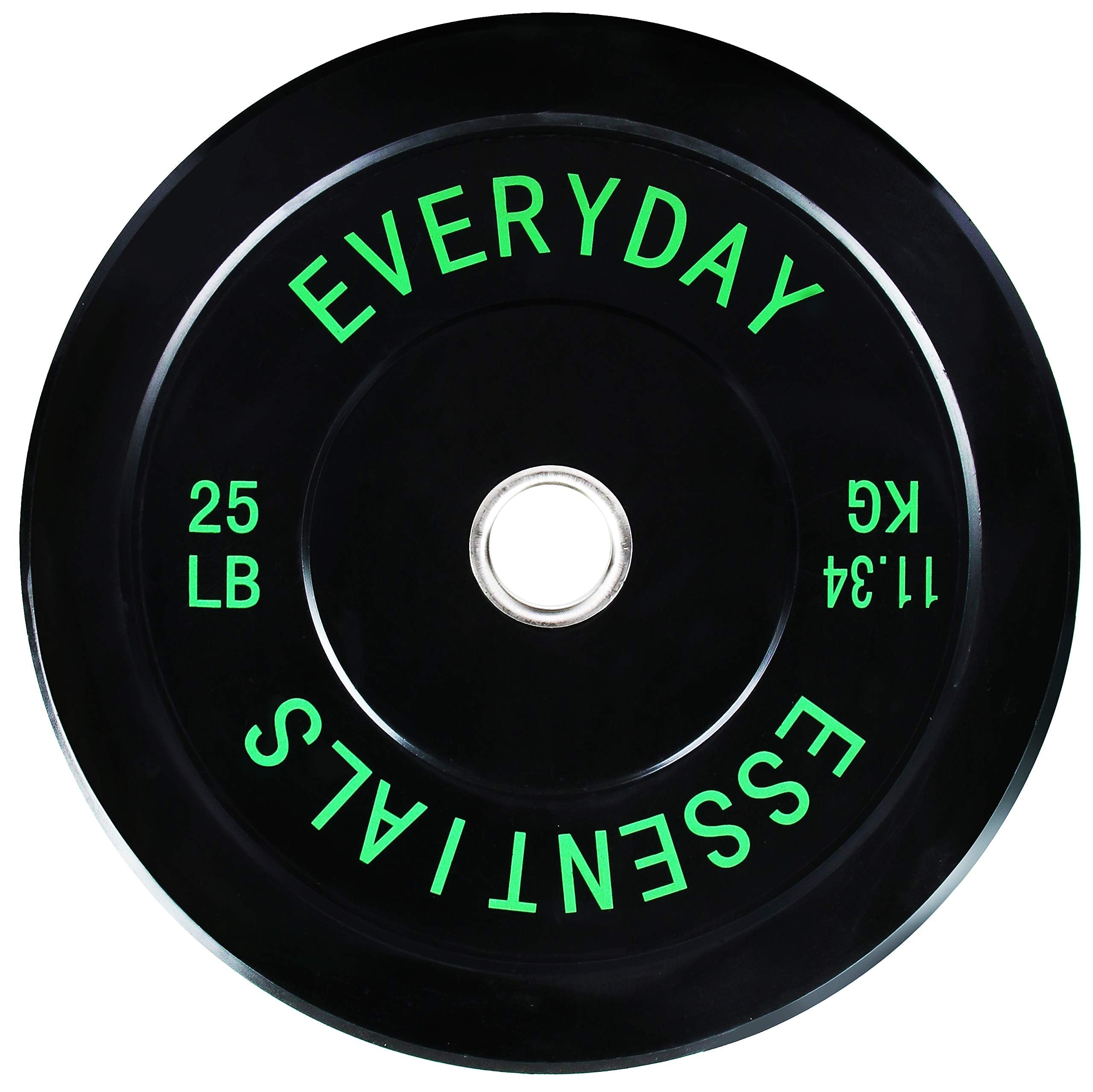 Everyday Essentials Color Coded Olympic Bumper Plate Weight Plate w Steel Hub, Single, Black