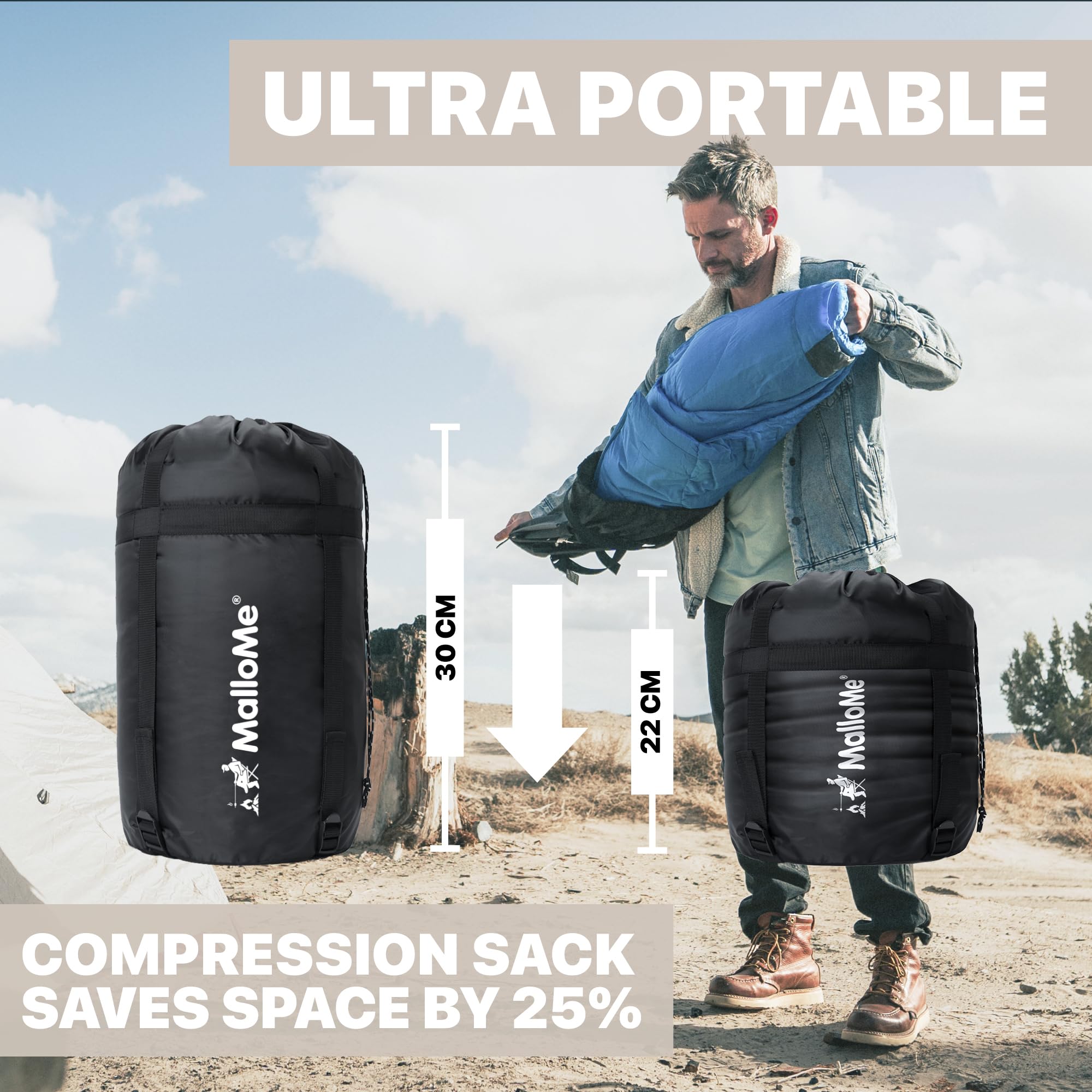 MalloMe Sleeping Bags for Adults & Kids Sleeping Bag 3-4 Season - Ultralight Backpacking Sleeping Bag Cold Weather & Warm, Lightweight Compact, Single Adult Girls Boys Winter Sleep Camping Accessories