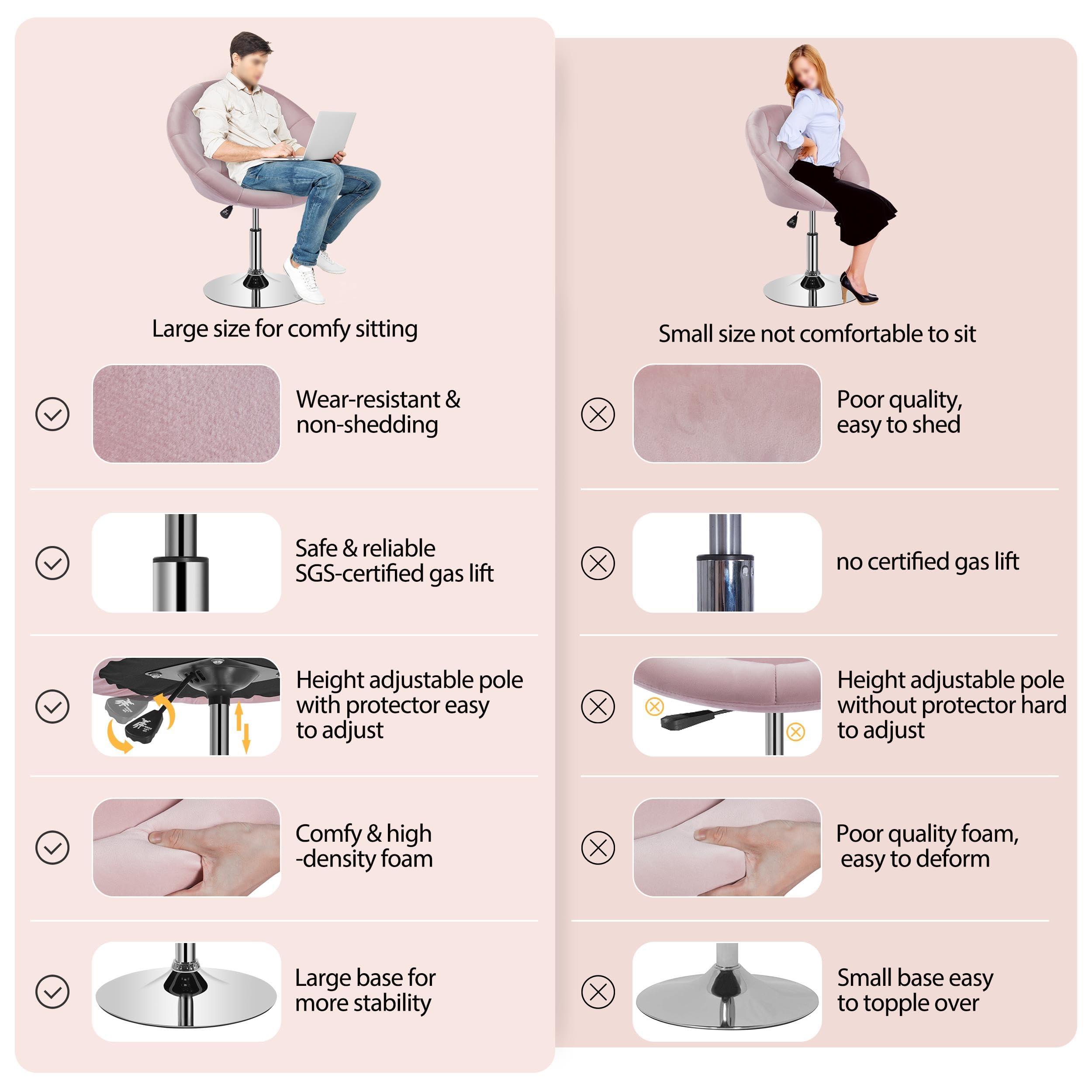 Yaheetech Swivel Vanity Chair Dressing Table Chair Comfy Vanity Stool for Bedroom Salon Make up Room, White