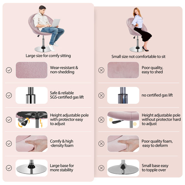 Yaheetech Swivel Vanity Chair Dressing Table Chair Comfy Vanity Stool for Bedroom Salon Make up Room, White