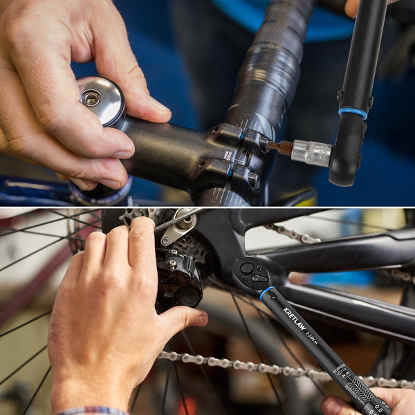 KRETLAW 3/8" Torque Wrench Set 30PCs, 5-60 Nm Drive Click Torque Wrench (72 Teeth ±3% Accuracy) with Extensions, Sockets, Adapter for Bike and Motorcycle Car Truck Maintenance