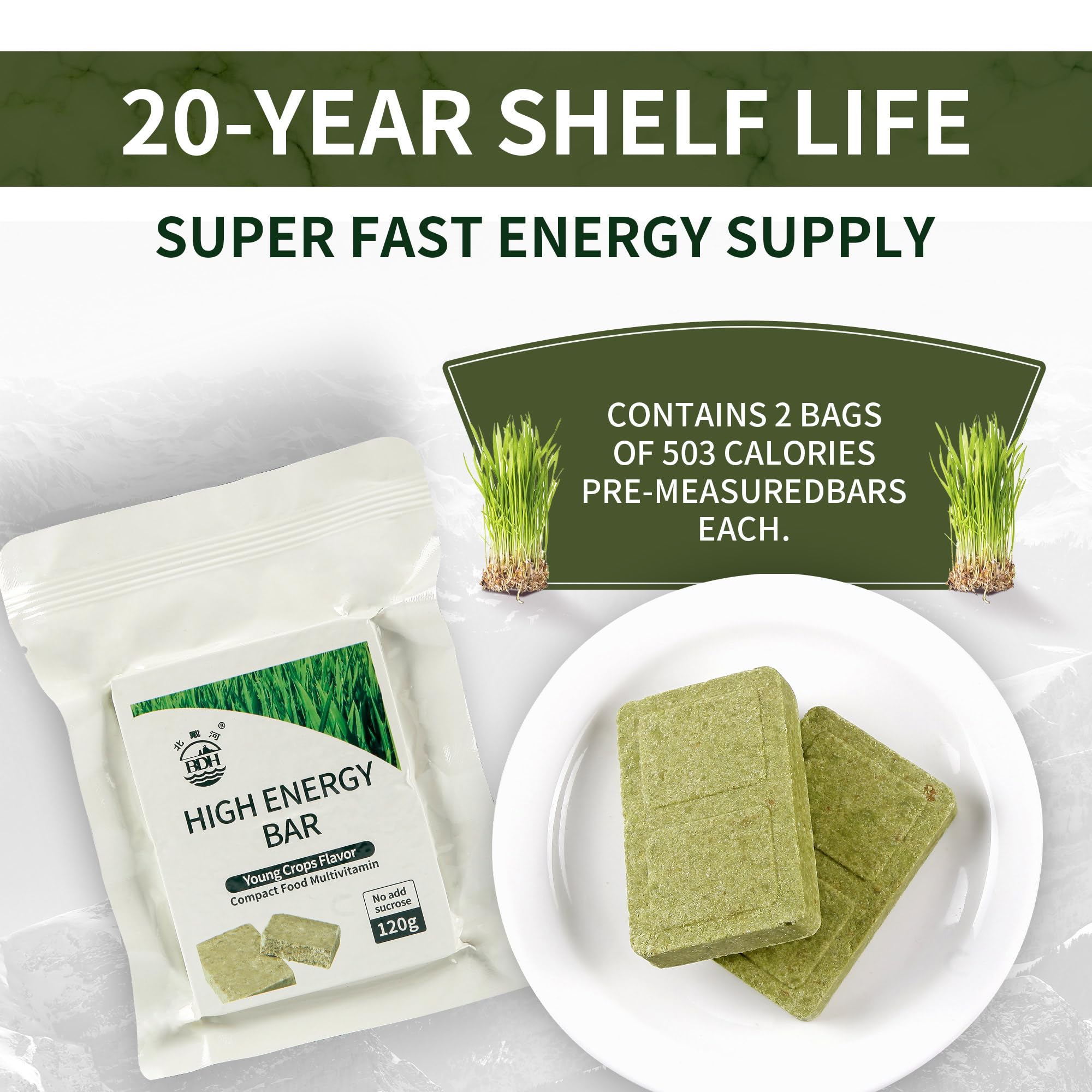 Emergency Food Rations Meal Ready To Eat, Long Self Life 18400 Calorie Survival Tabs Perfect for Camping, Hiking, Army Outdoor Disaster, 20 Pack with Tin Box