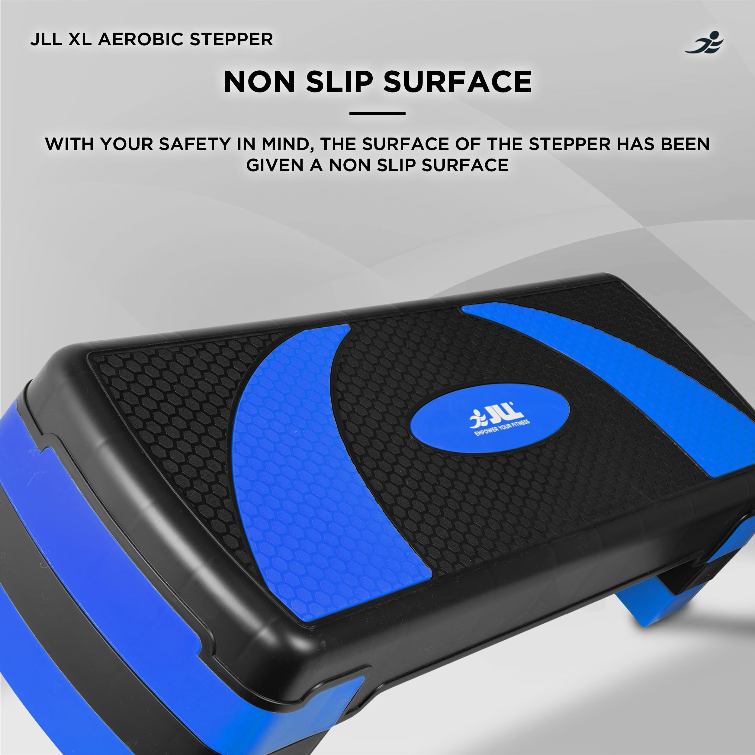 JLL Aerobic Exercise Stepper With Either 2 or 3 Adjustable Step Levels - Great For Home Gym, Cardio, Yoga. (Blue XL)