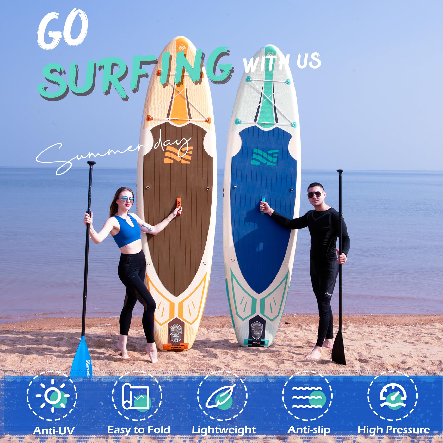 Baudelio Paddle Board, Inflatable Stand UP Paddle Board, 11’x 34”x 6” Paddle Board with Backpack, Hand Pump, Storage Bag, Phone Case, Ultra-Light Paddle Board for Adults