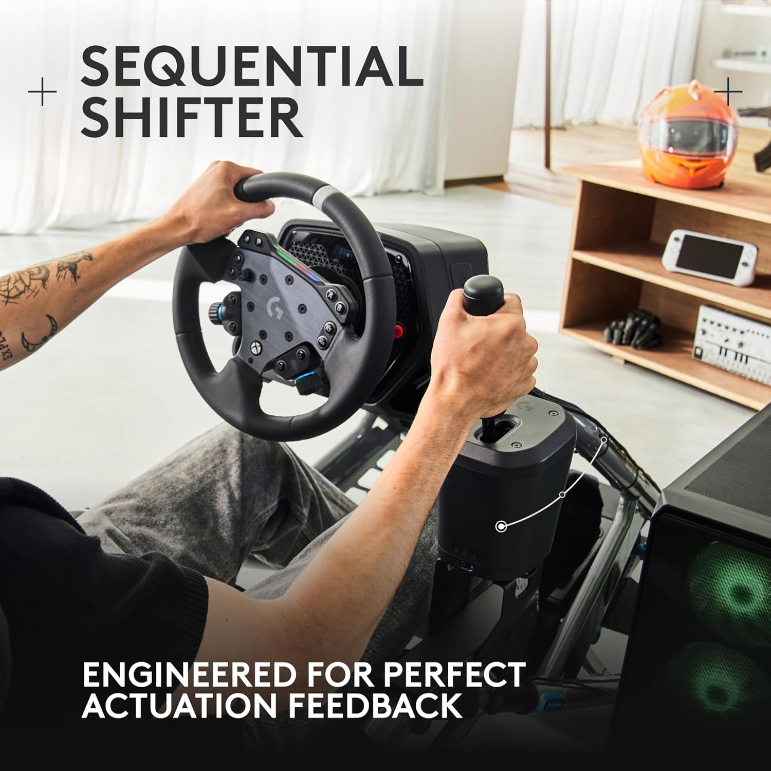 Logitech G RS Shifter and Handbrake With Easy Mode-Switching, Height-Adjustable Handle, and Table Clamp, for G and PRO Series Wheels, PS, Xbox, and PC Racing Units - Black