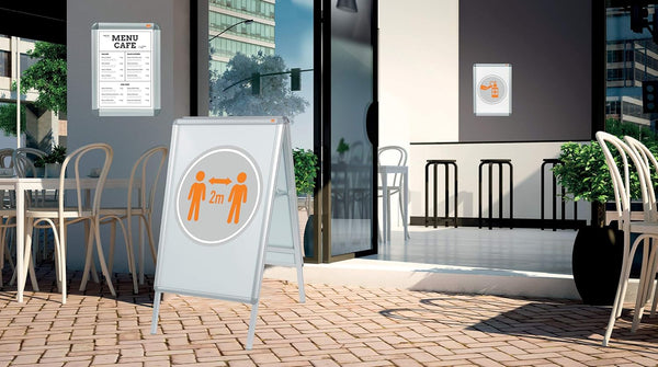 Nobo A3 Poster Frame Sign Holder With Snap Frame, Wall Mounted, Aluminium Trim, Anti-Glare Protective Cover, Premium Plus, Silver, 1902213