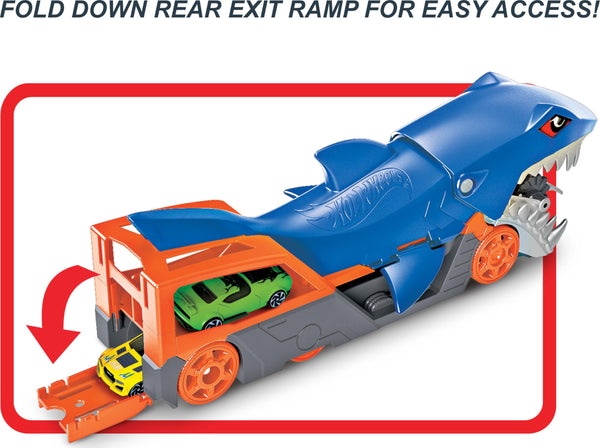 Hot Wheels - Speedway Hauler Storage Carrier with 3 1:64 Scale Cars & Convertible 6-Foot Drag Race Track for Kids 4 to 8 years Old, Stores 20+ Cars & Connects to Other Playsets, HGH33