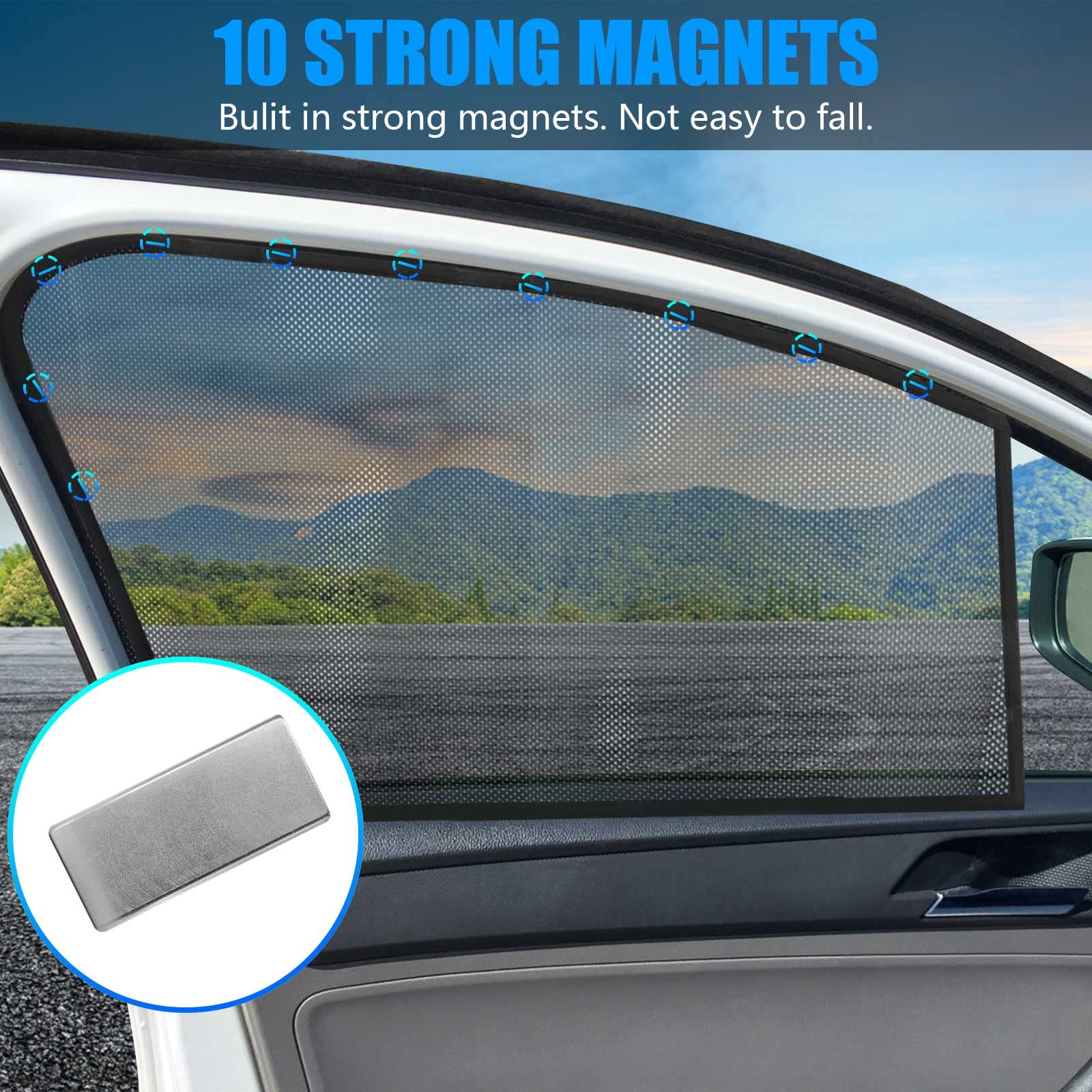 DIZA100 Car Side Window Sun Shade 2Pack, Sun Shade Blocking Mosquito Net, Protection for Kids/Baby/Adults/Pets - 42"x20" Fits All 98% Cars