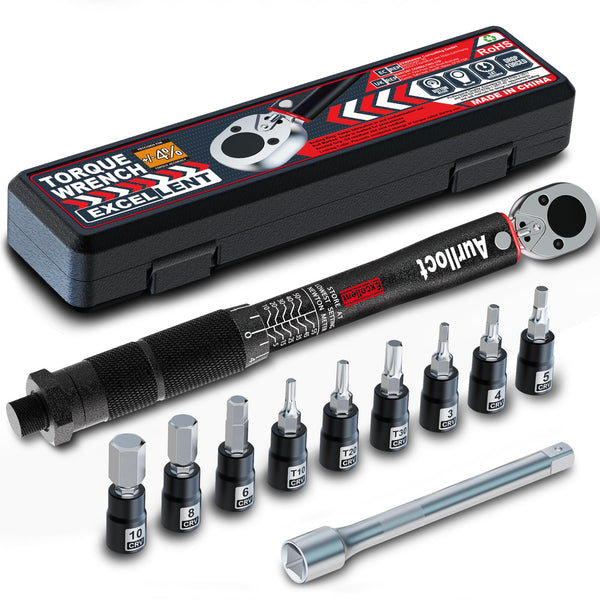 1/2" Torque Wrench Set, Car Wheel Torque Spanner 20-230 Nm with 3/8'' Adapter, ± 3% Accuracy, 72 Tooth for Car Repair, Tire Replacement Etc