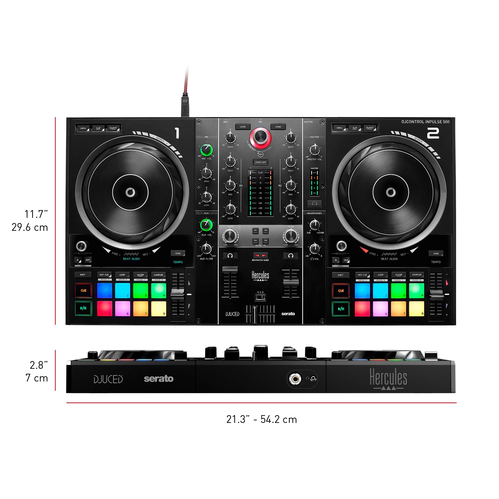 Hercules DJControl Inpulse 500 2-Deck USB DJ Controller for Serato DJ and DJUCED
