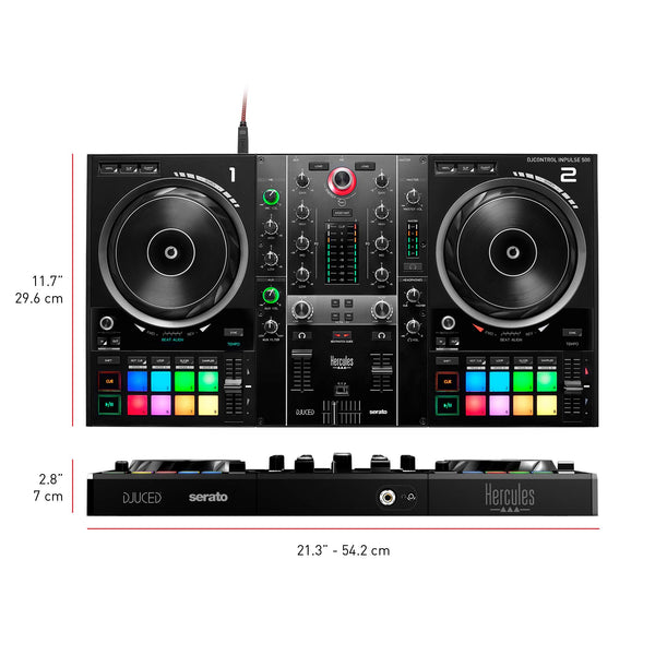 Hercules DJControl Inpulse 500 2-Deck USB DJ Controller for Serato DJ and DJUCED