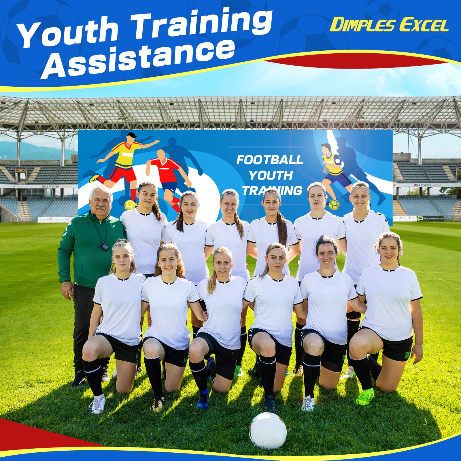 Dimples Excel Football Goal Net for Garden Outdoor Football Training for Football Lover (5'?3.6'- Blue+Yellow)