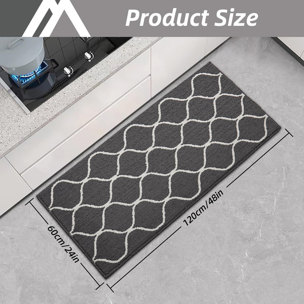 COSY HOMEER Kitchen Mat, 60 x 120cm, Non-Slip Floor Runner Rug, Machine Washable for Entryway, Laundry Room, Grey